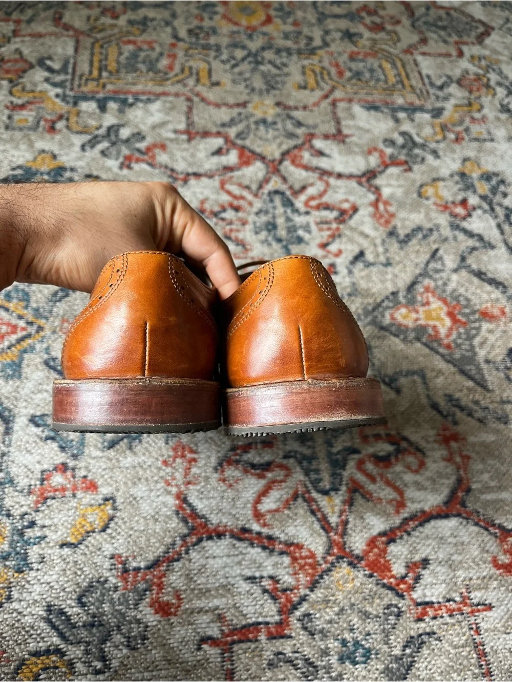 Men's Classic Leather Wingtip Oxfords in Brown 10.5
